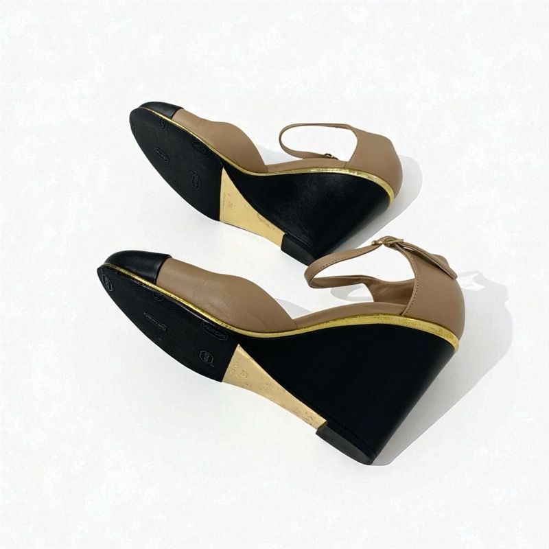 シャネル CHANEL パンプス 靴 シューズ レザー ブラウン ブラック ココ