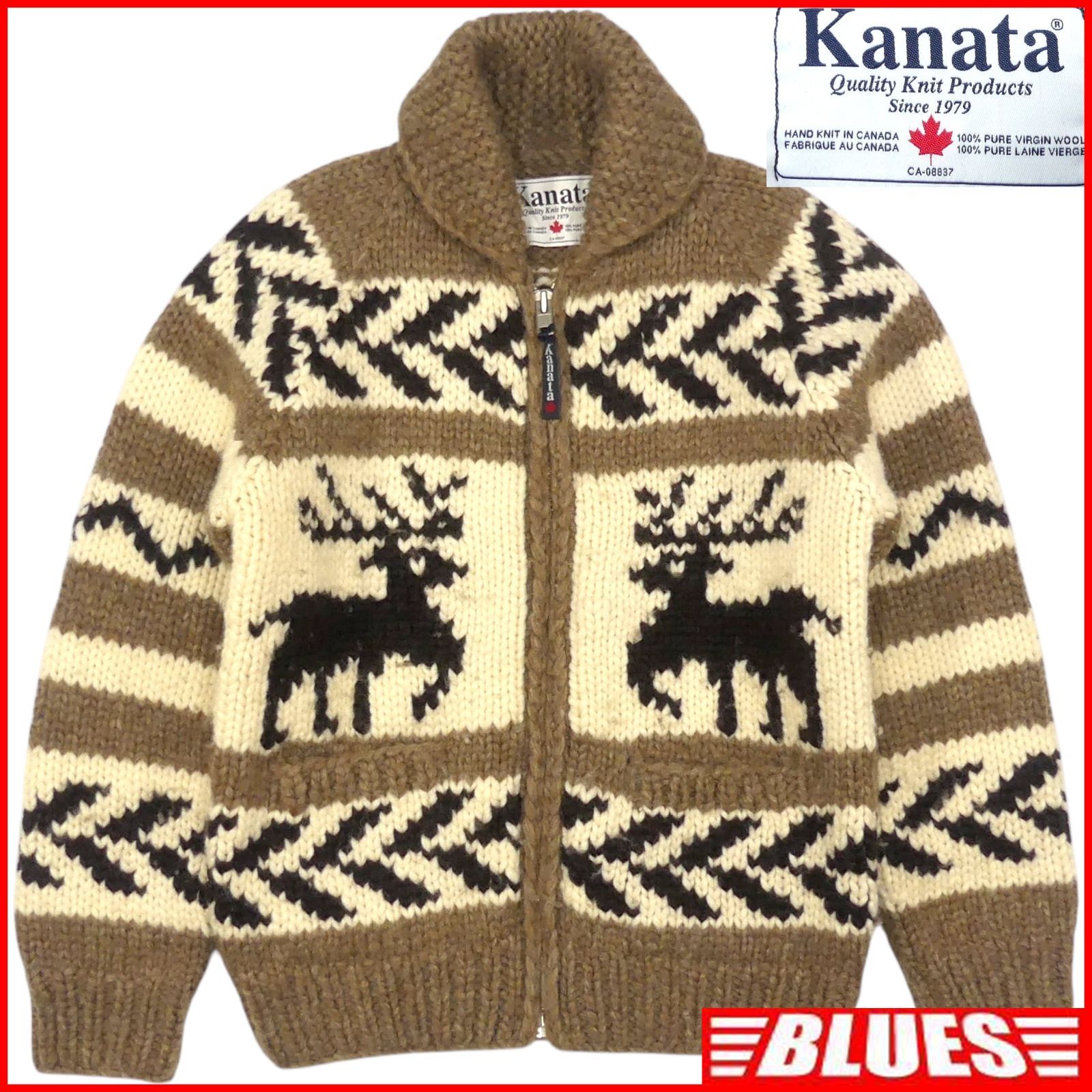 カウチンセーター kanata ニット M カナダ製 カナタ 38 ハンド