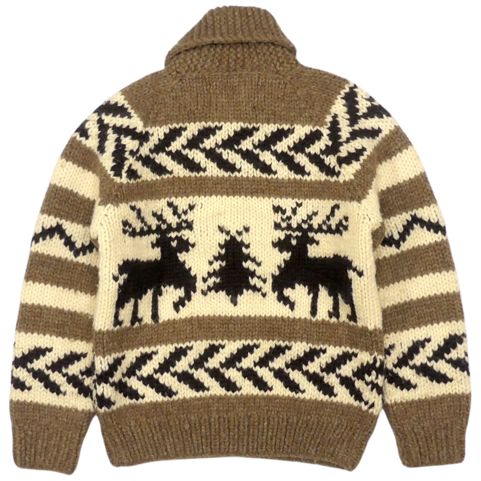 90'sビンテージ古着！カナダ製 カウチンベスト 鹿 トナカイ 肉厚ハンドニット 美品】カウチン ベスト / 厚手 ニット セーター トナカイ ウッドボタン