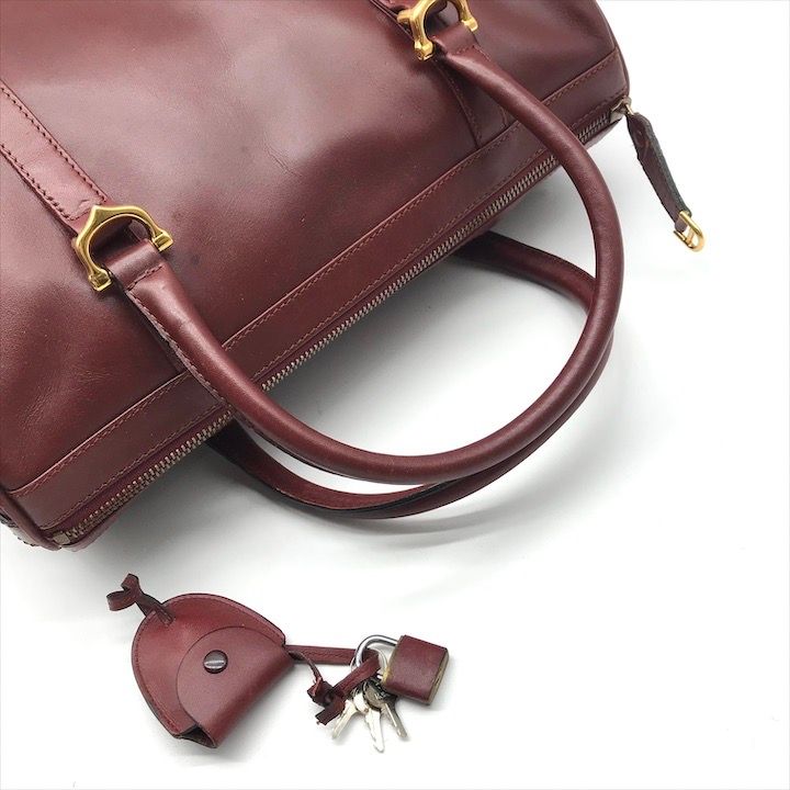 良品 Cartier カルティエ マストライン レザー ボストン ハンド バッグ