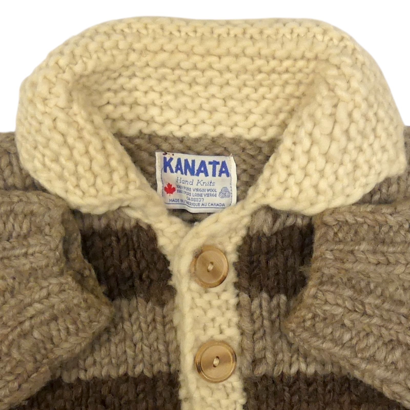 カウチンセーター kanata ニット XXL カナダ製 カナタ 茶 ボーダー 
