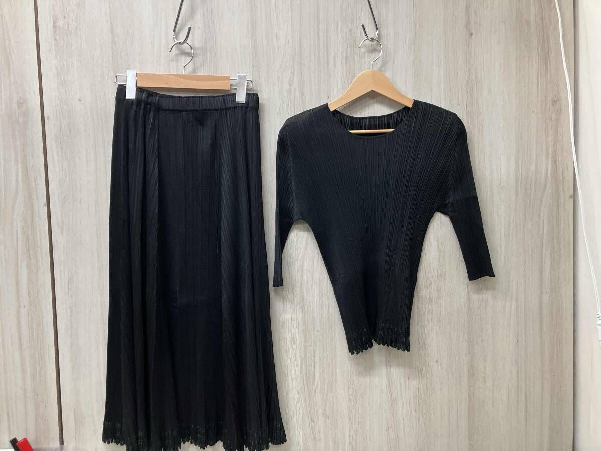 PLEATS PLEASE ISSEY MIYAKE 長袖Tシャツ カットソー PP 73 JK 721 サイズ3 スカートPP JG 725 イッセイミヤケ プリーツプリーズ