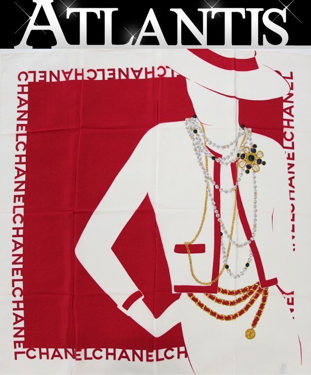 シャネル CHANEL ヴィンテージ 大判スカーフ マドモアゼル シルク100