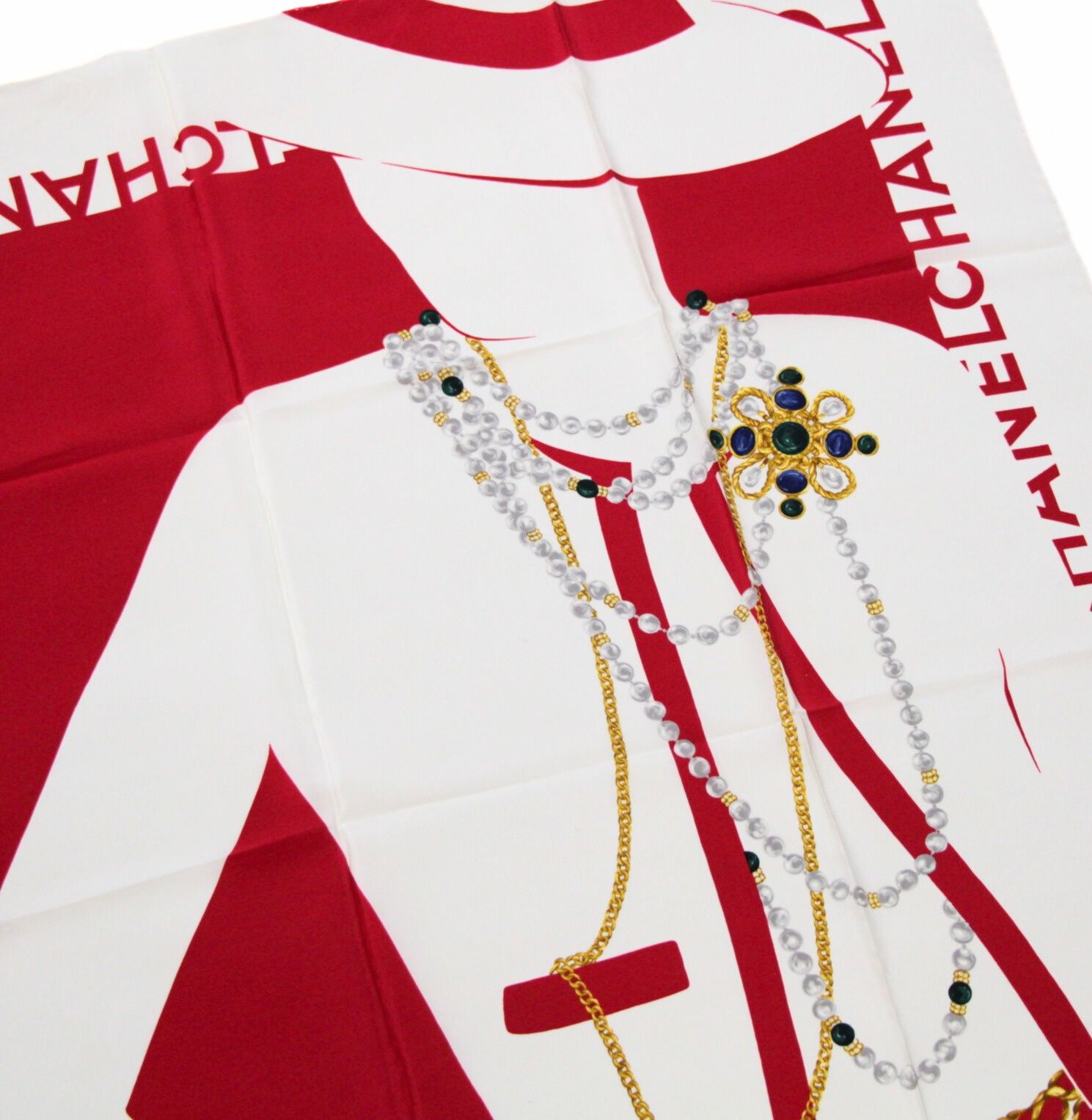 シャネル CHANEL ヴィンテージ 大判スカーフ マドモアゼル シルク100