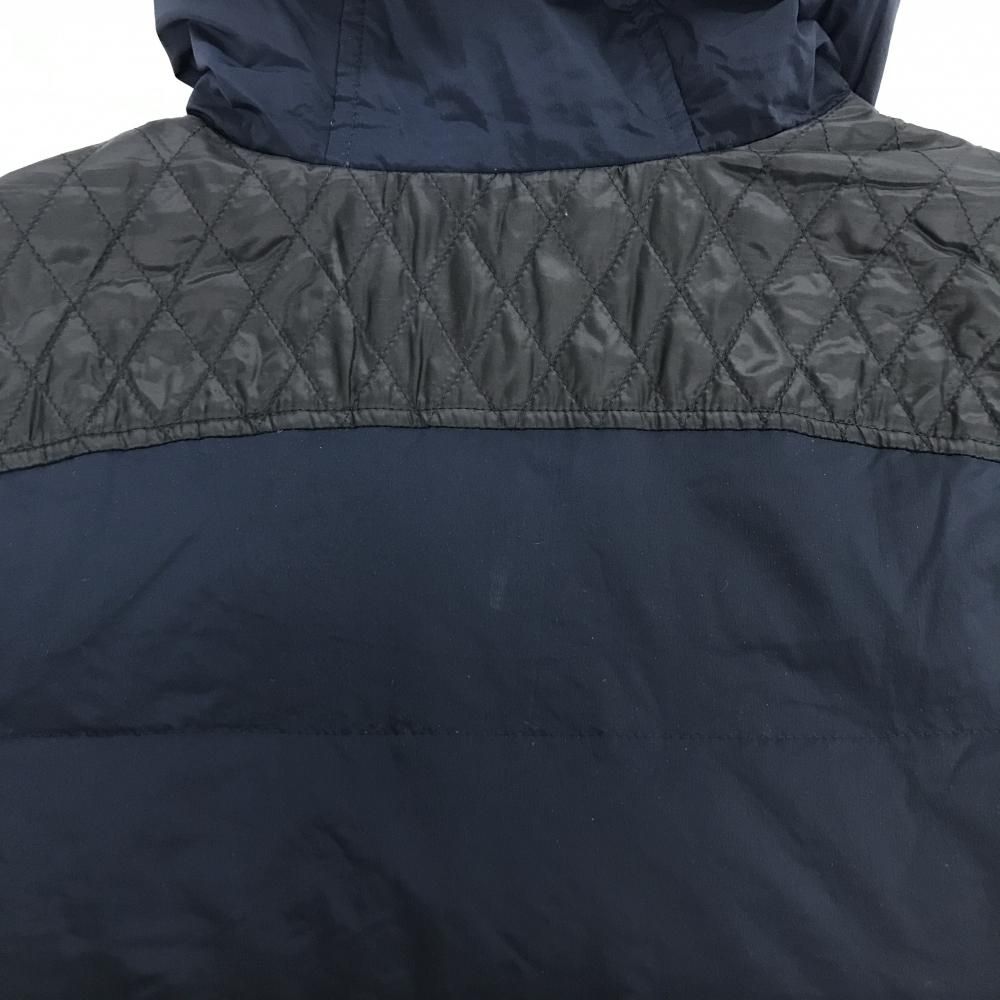マンシングウェア ダウンワンピース ネイビー×黒 一部ダウン フード