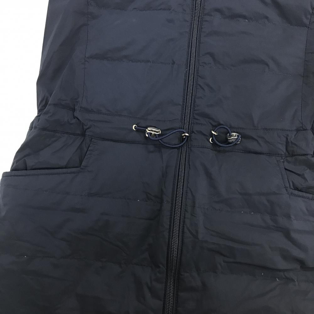 美品！マンシングウェア　ダウンワンピースL　紺ネイビー　中綿 マンシングウェア ダウンワンピース ネイビー×黒 一部ダウン フード