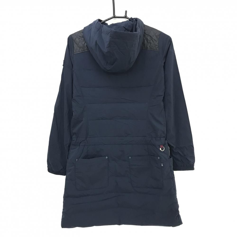 マンシングウェア ダウンワンピース ネイビー×黒 一部ダウン フード