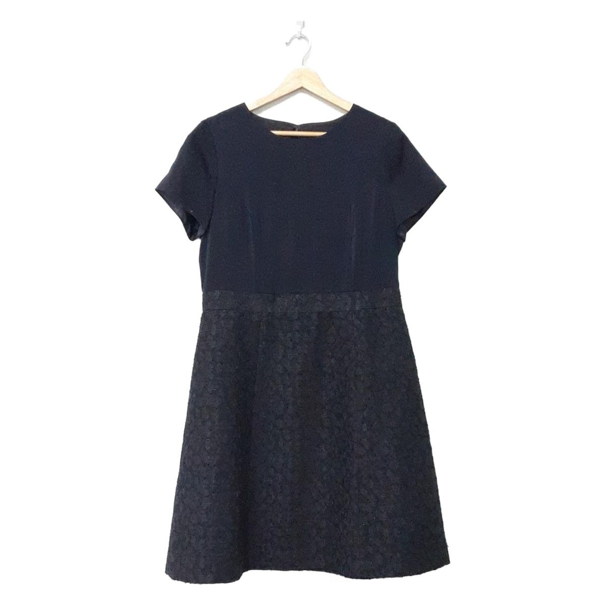 23区 ニジュウサンク ワンピース サイズ44 L レディース ダークネイビー 半袖 ひざ丈