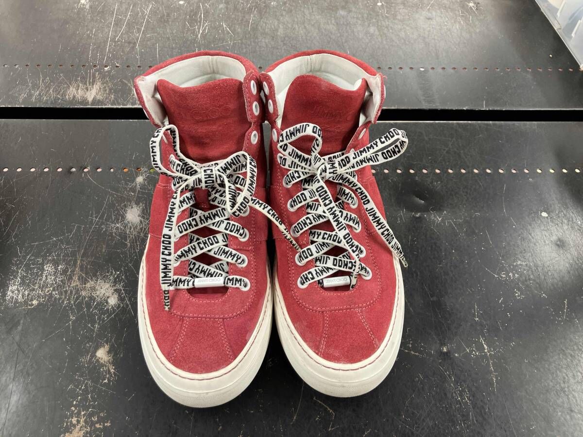 JIMMY CHOO ジミーチュウ スニーカー レッド×ホワイト サイズ24 cm レディース