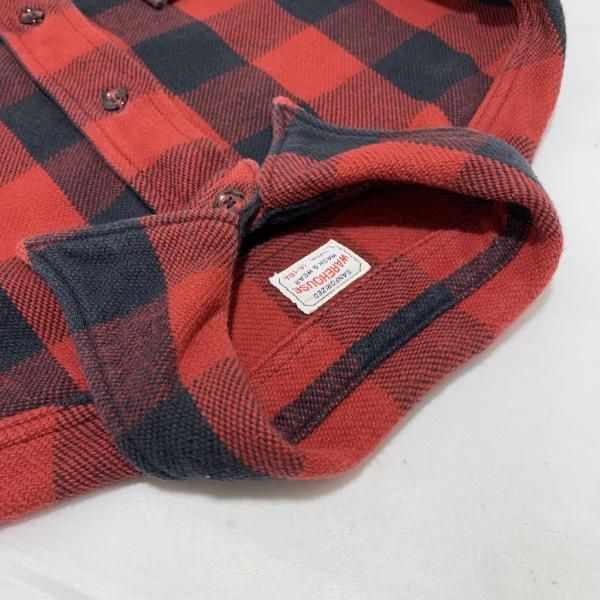 ウエアハウス WAREHOUSE フランネルシャツ サイズL USED品 中古】WAREHOUSE フランネルチェックシャツ レッド サイズL[19