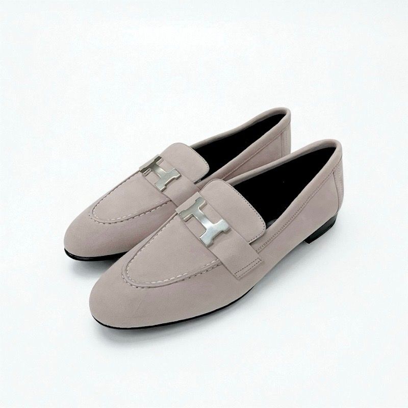 エルメス HERMES パリ ローファー 革靴 靴 シューズ スエード ピンク