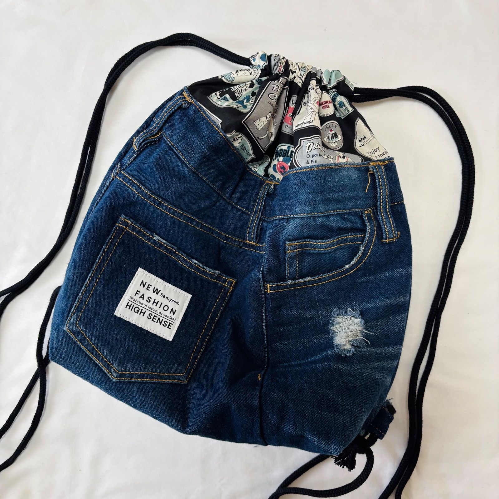 NY リメイクデニム リュック ハンドメイド リュックの作り方】デニム