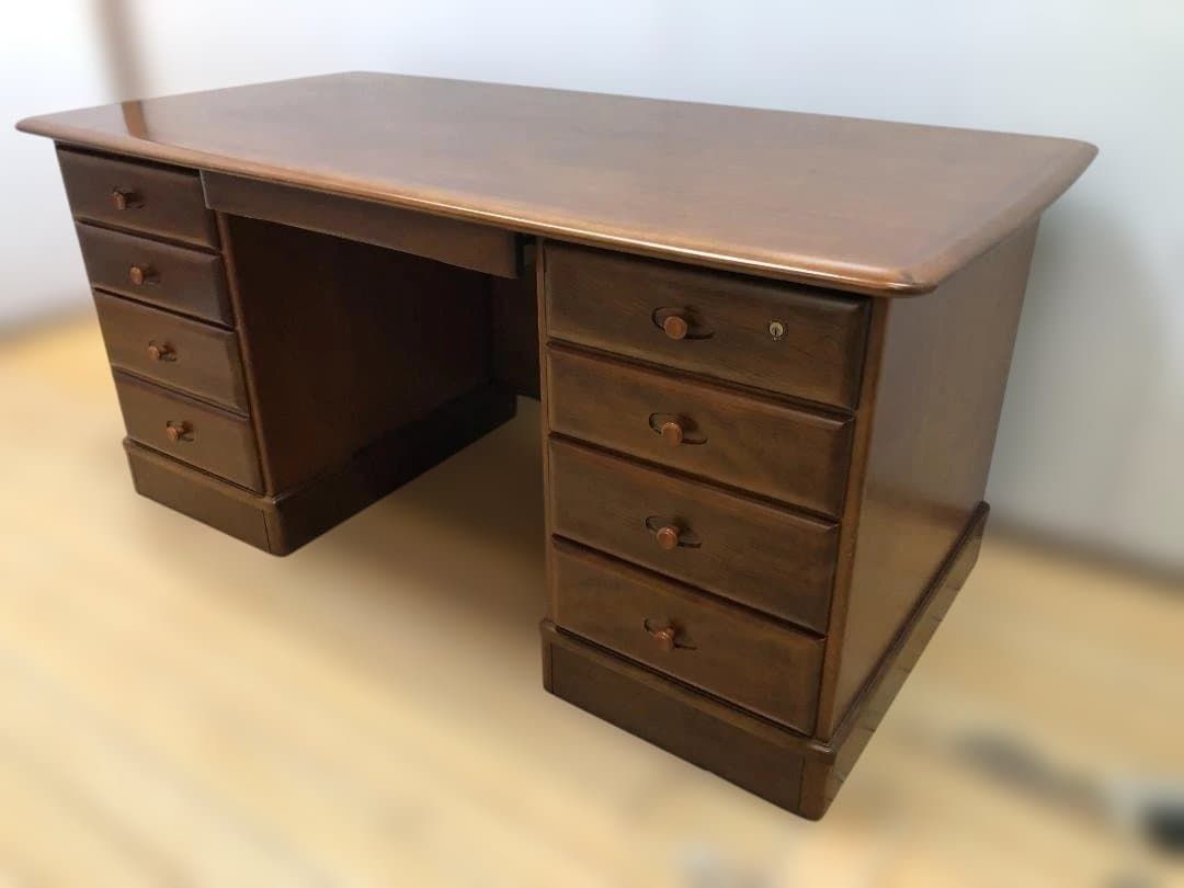 カリモク SC-5051 両袖机 デスク 書斎机 重厚 天然木 分解組立可 事務机 役員机 ワークデスク 251126-1