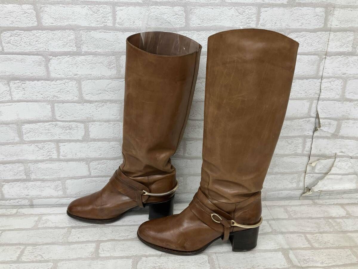 SARTORE サルトル ロングブーツ ブラウン レザー レディース サイズ 38
