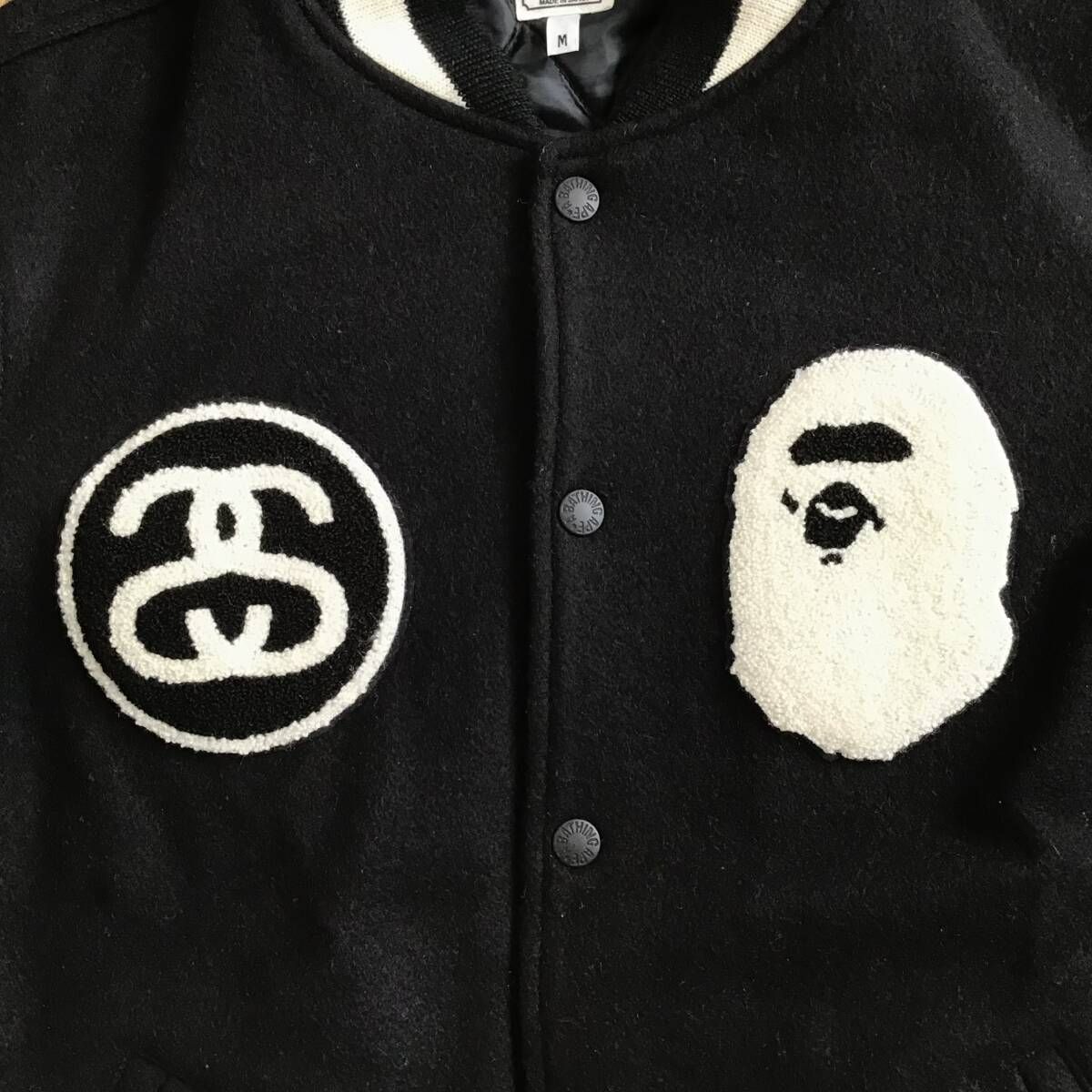 STUSSY × BAPE 袖レザー スタジャン Mサイズ a bathing ape BAPE