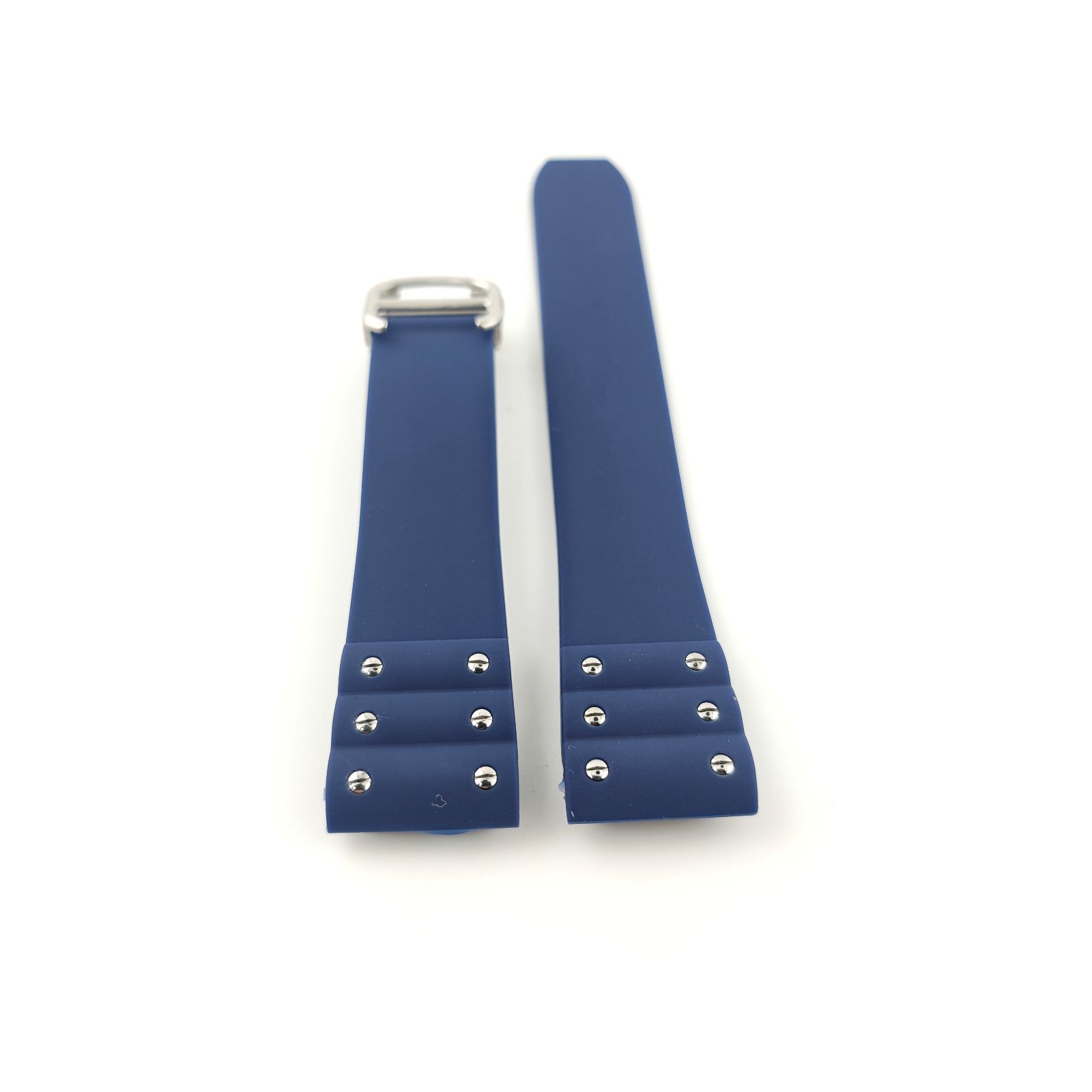 正規品　Cartier ネイビー ラバーベルト　Dバックル　サントスLM用 21mm 腕時計 シリコン ラバー ベルト ネイビーブルー Dバックル 【対応