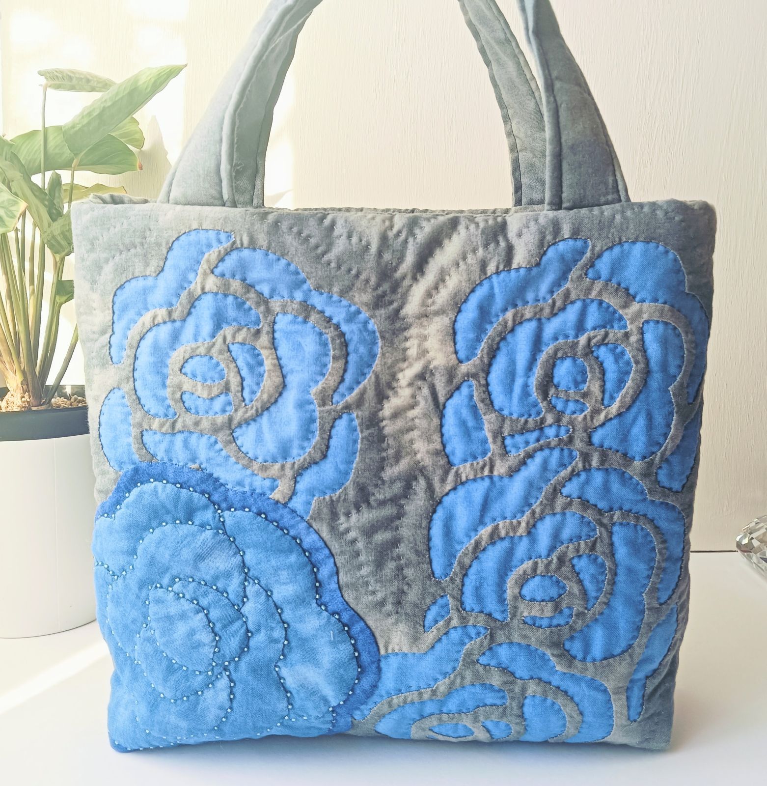 ハワイアンキルト ミニトートバッグ ロケラニブルー - メルカリ