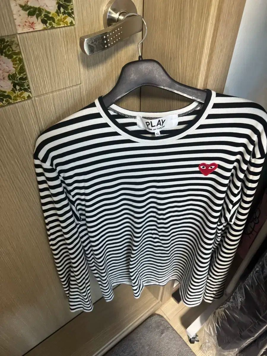 コム デ ギャルソン ストライプ 長袖 Tシャツ XL