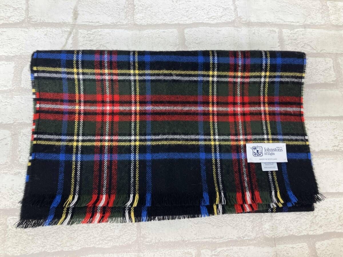 Johnstons of Elgin ジョンストンズ オブ エルガン マフラー メンズ レディース ブラック レッド ブルー グリーン イエロー チェック柄