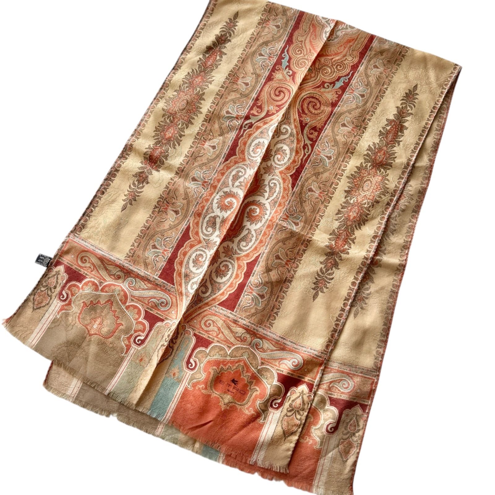 美品 ETRO エトロ ウール×シルク イタリア製 ストール スカーフ