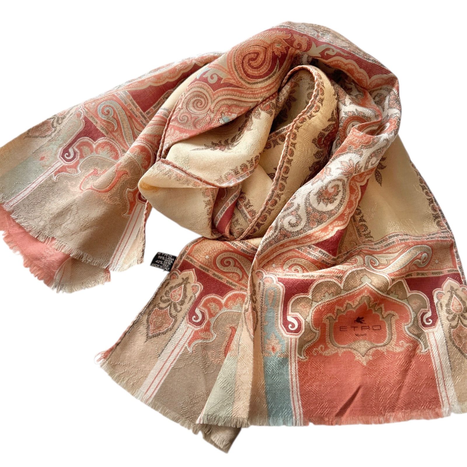 美品 ETRO エトロ ウール×シルク イタリア製 ストール スカーフ