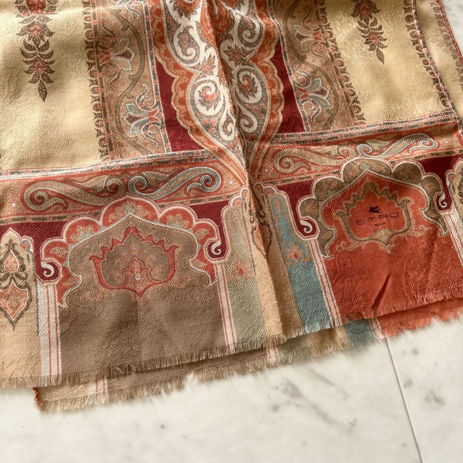 美品 ETRO エトロ ウール×シルク イタリア製 ストール スカーフ
