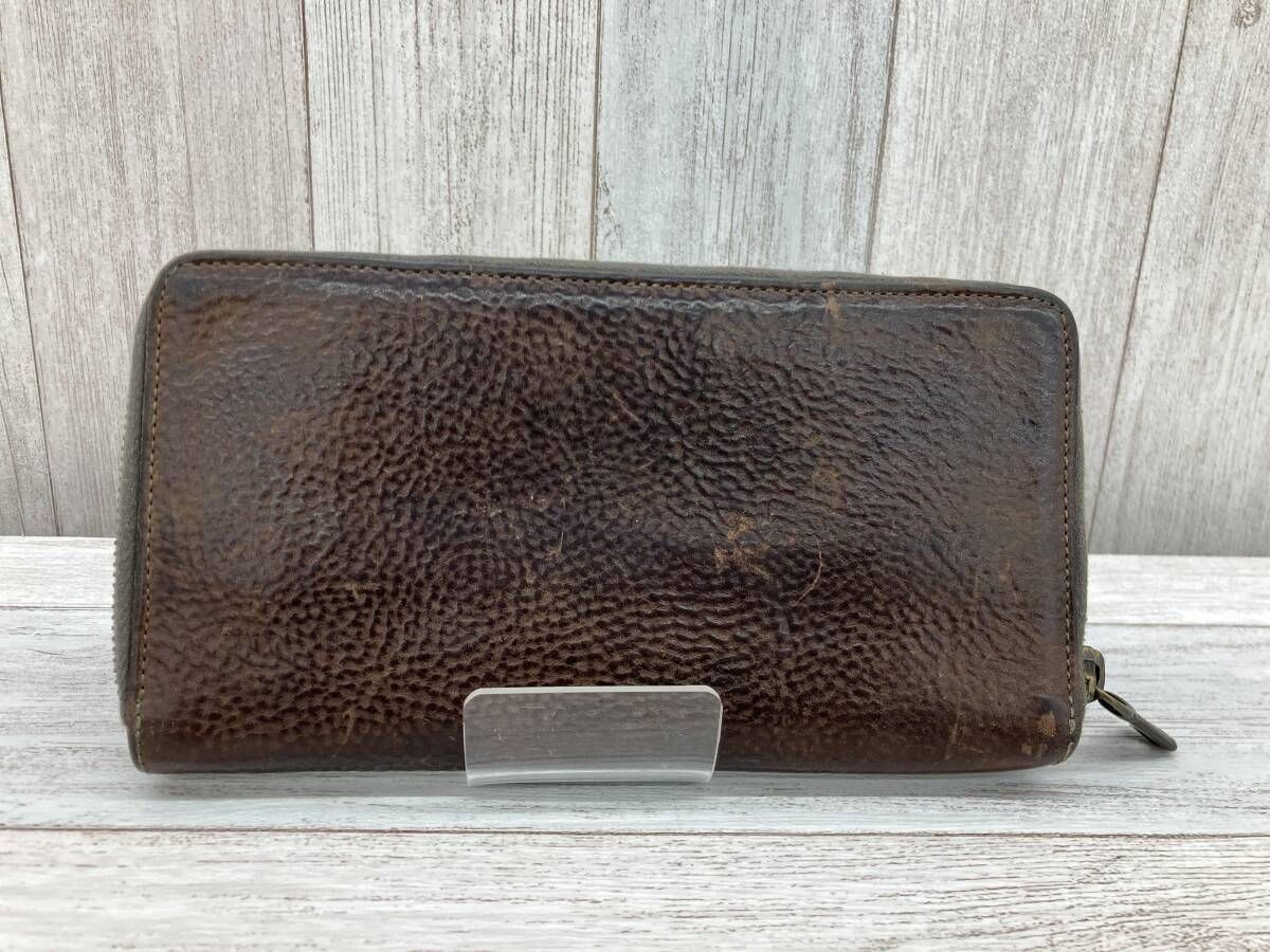 DOLCE ＆ GABBANA 長財布 ゴールドスクエアロゴプレート ブラウン グレインカーフレザー