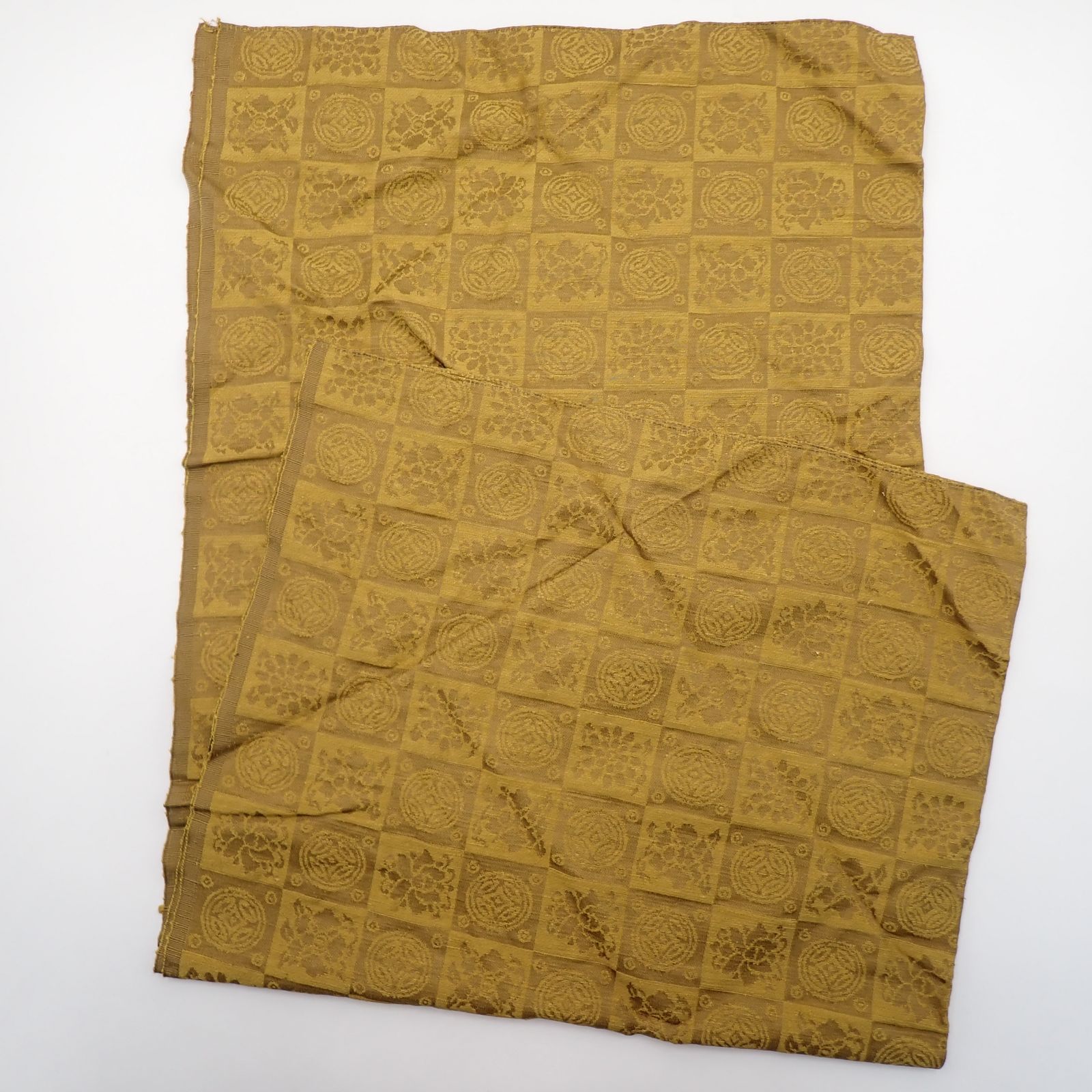 送料無料 龍村美術織物製 遠州七宝 黄 織出風呂敷 約86cm×77cm 絹100