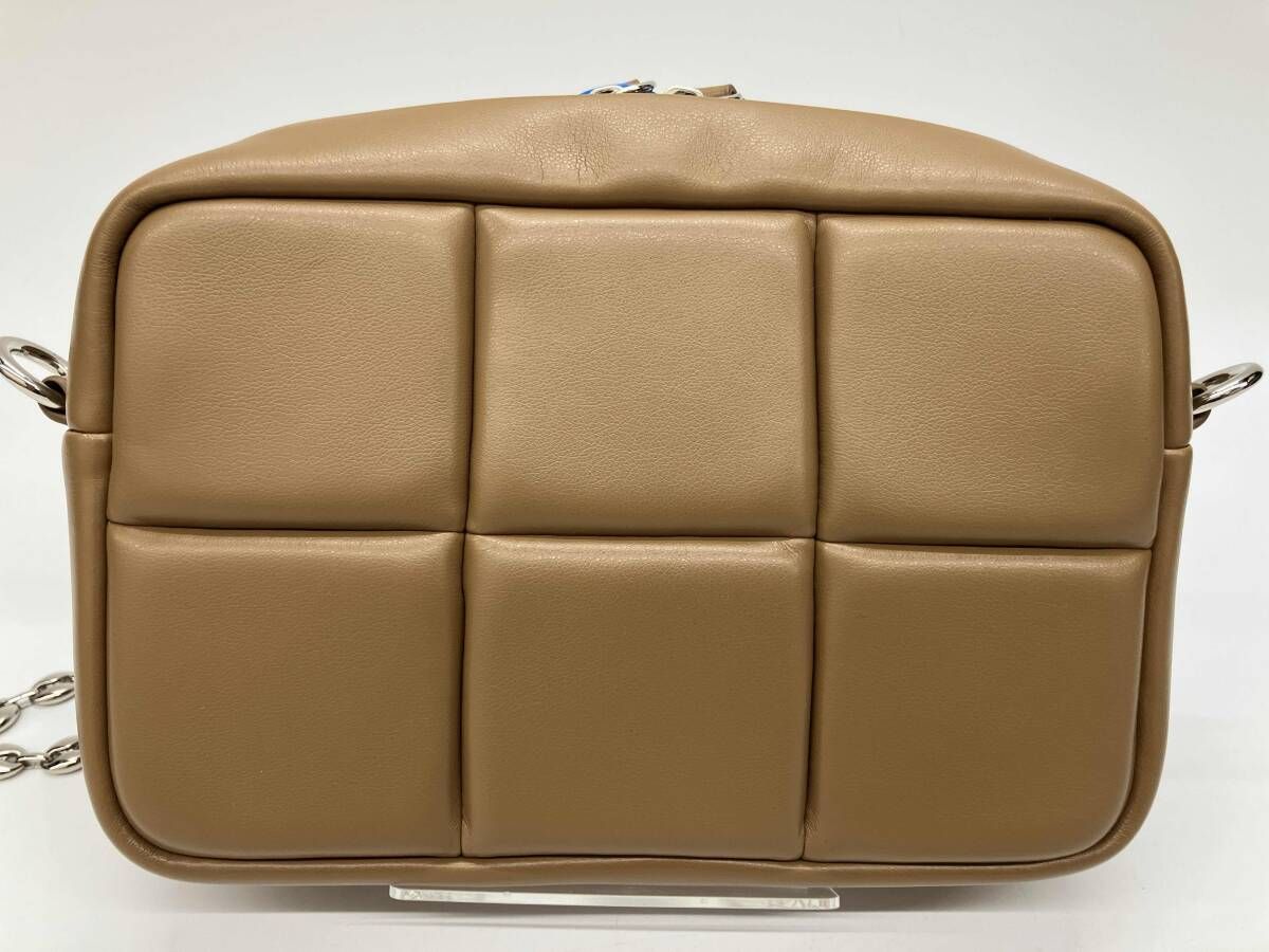 ADD CULUMN PUFF-CROSSBODY ECS アドカラム ショルダ-バッグ クロスボディバッグ ベ-ジュ フェイクレザ- 角スレあり