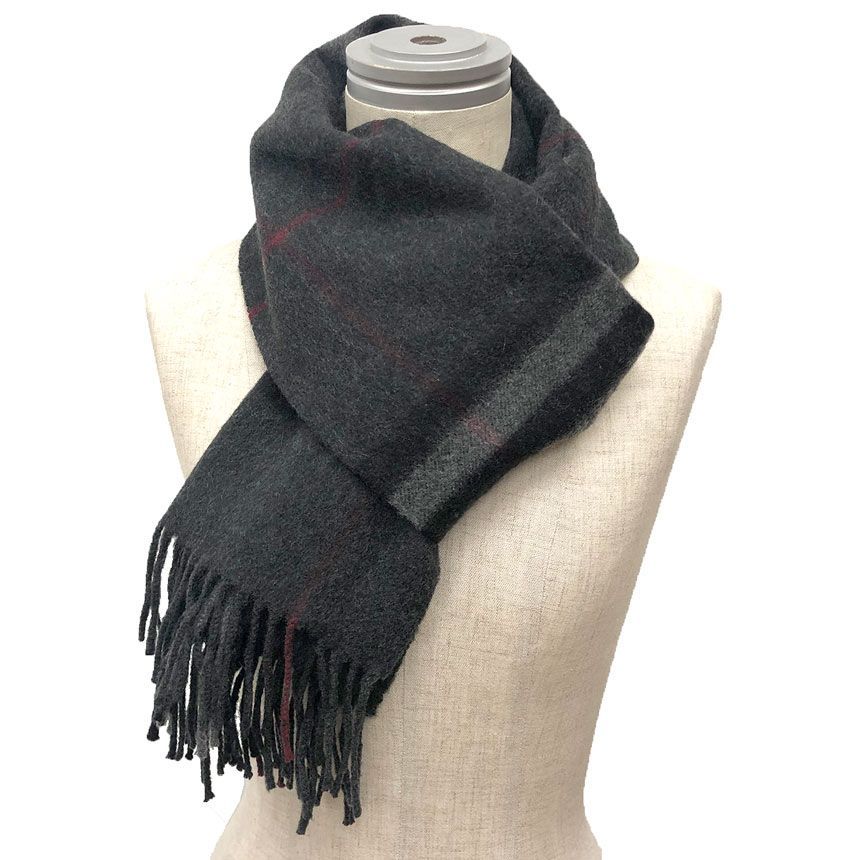 バーバリー カシミヤ チェック マフラー グレー系 カシミアスカーフ ユニセックス aq 12269