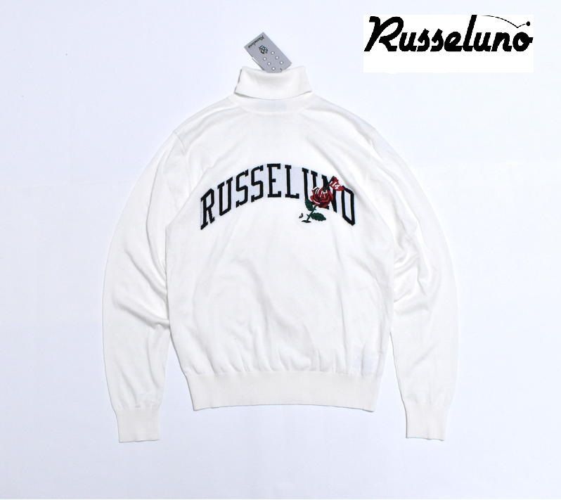 ラッセルノ ゴルフ フラグローズ ロゴ インナー ニット 4 M RS 2240502 ホワイト Russeluno Golf セーター