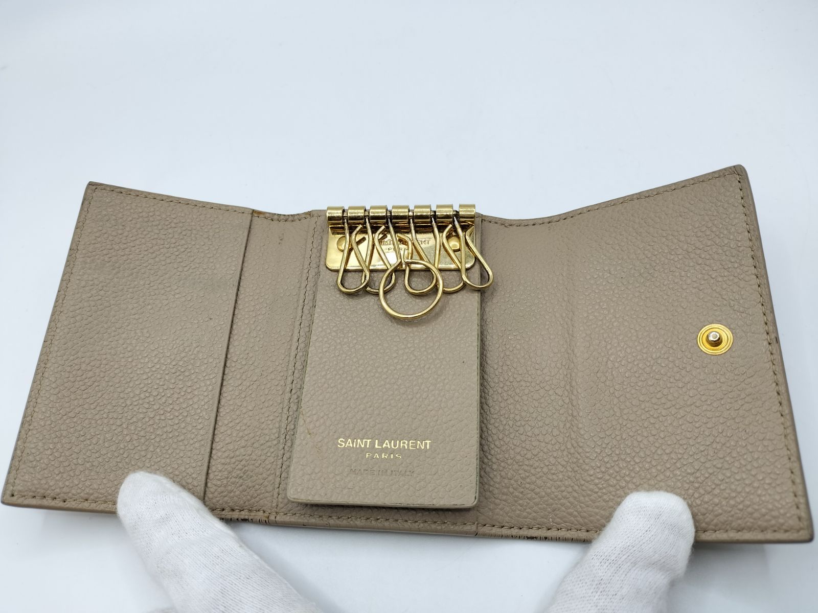 Saint Laurent イヴ・サンローラン レザーキーケース ベージュ