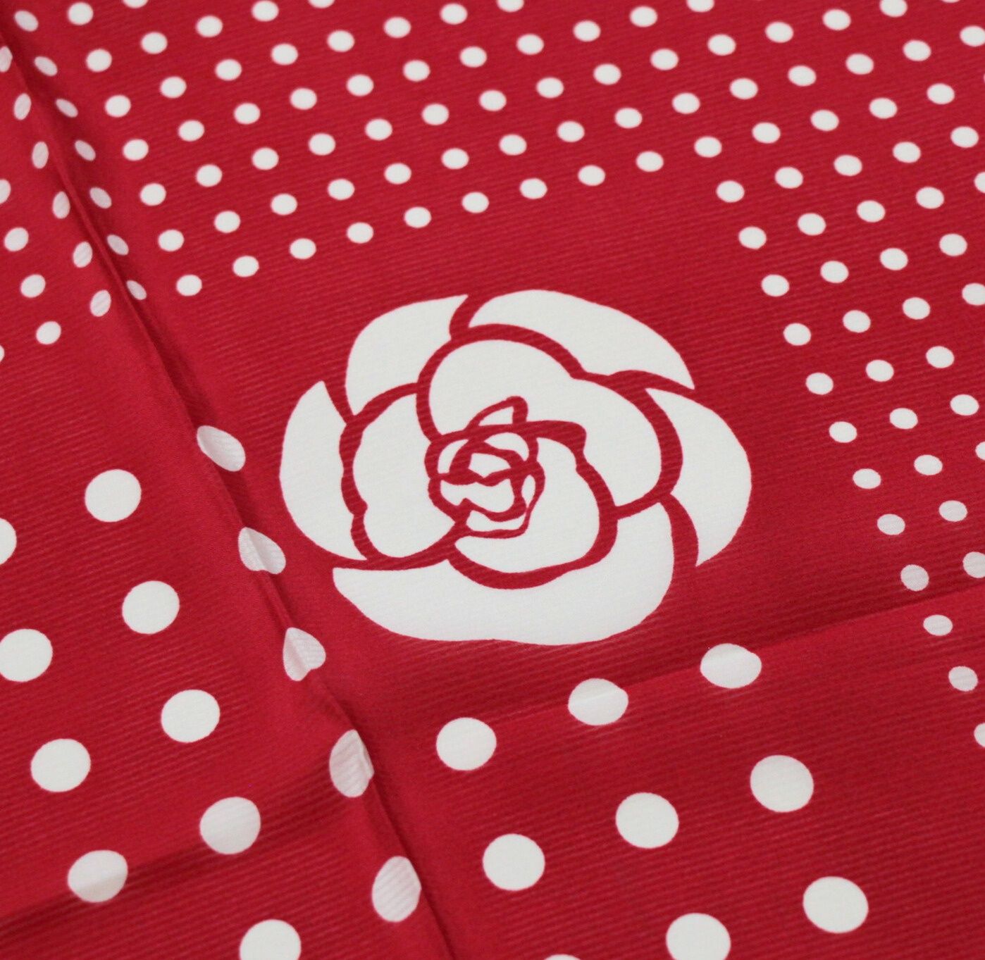 シャネル CHANEL ヴィンテージ 大判スカーフ ドット カメリア シルク