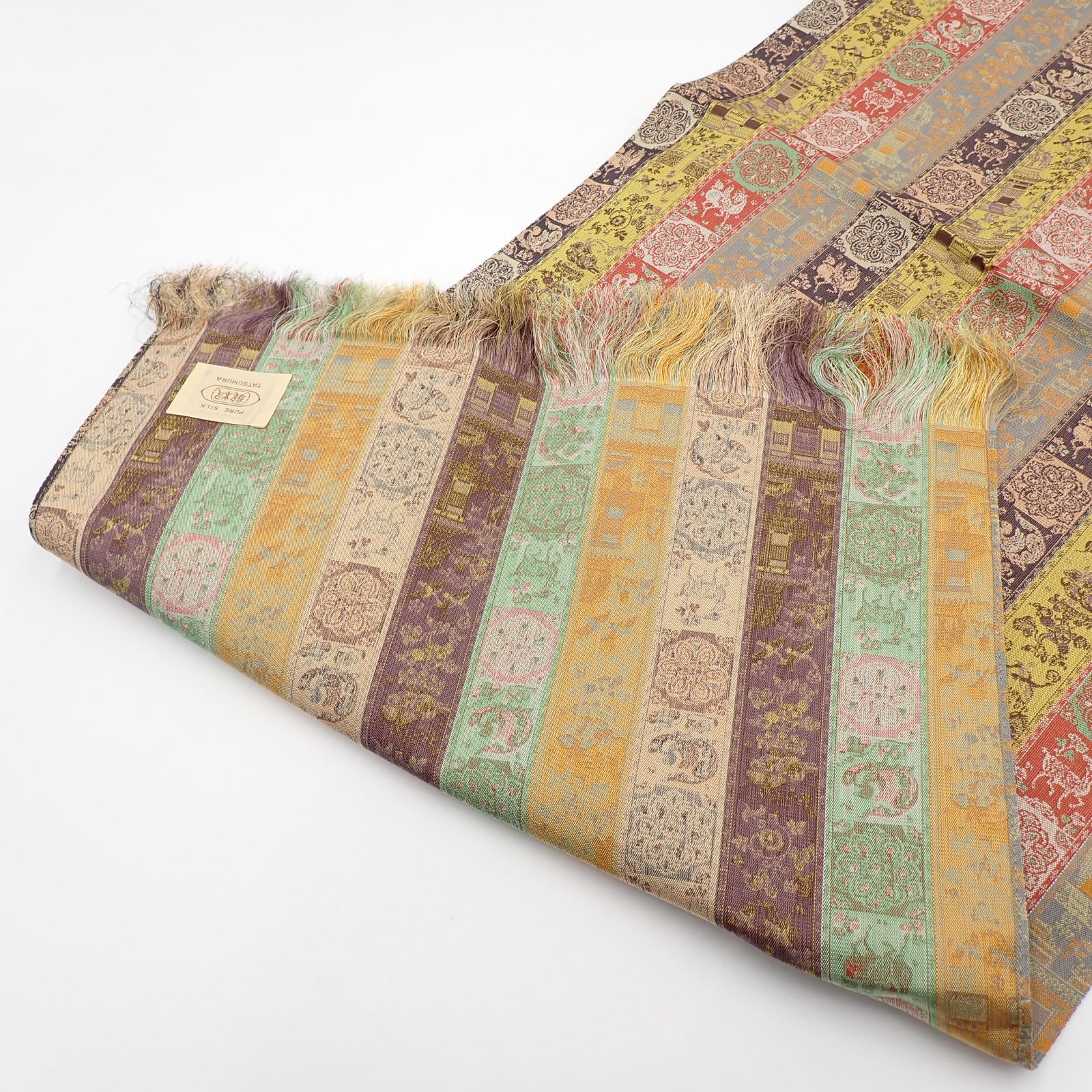 送料無料 未使用美品 龍村美術織物 紅牙瑞錦 約60×30cm 絹100