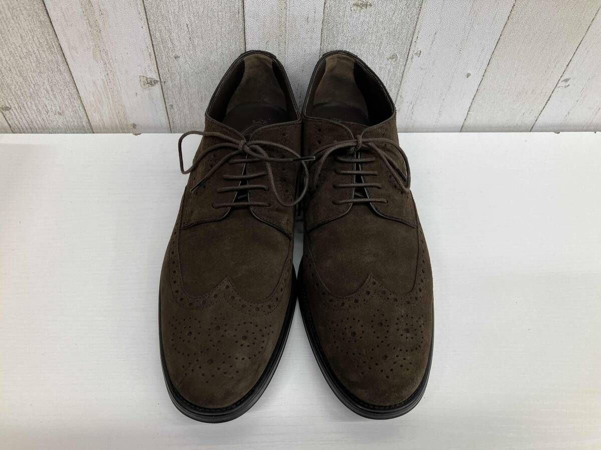 【箱有】TOD'S トッズ／DERBY BUCATURE FONDO GOMMA RQ／ドレスシューズ メンズ ウィングチップ／ダークブラウン／24.5cm
