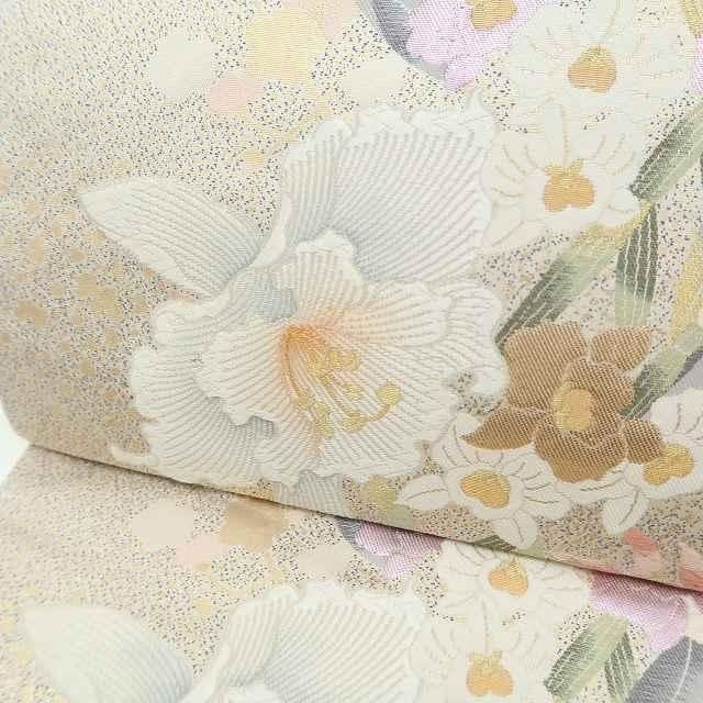 ✾まめ藤✾ 正絹 着物 胸いっぱいの祝福を届ける蘭と梅 フォーマル 袋帯 Ｒ 56