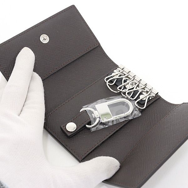 dunhill ダンヒル プレーン キーケース ブラウン PVC メタルロゴ 6連
