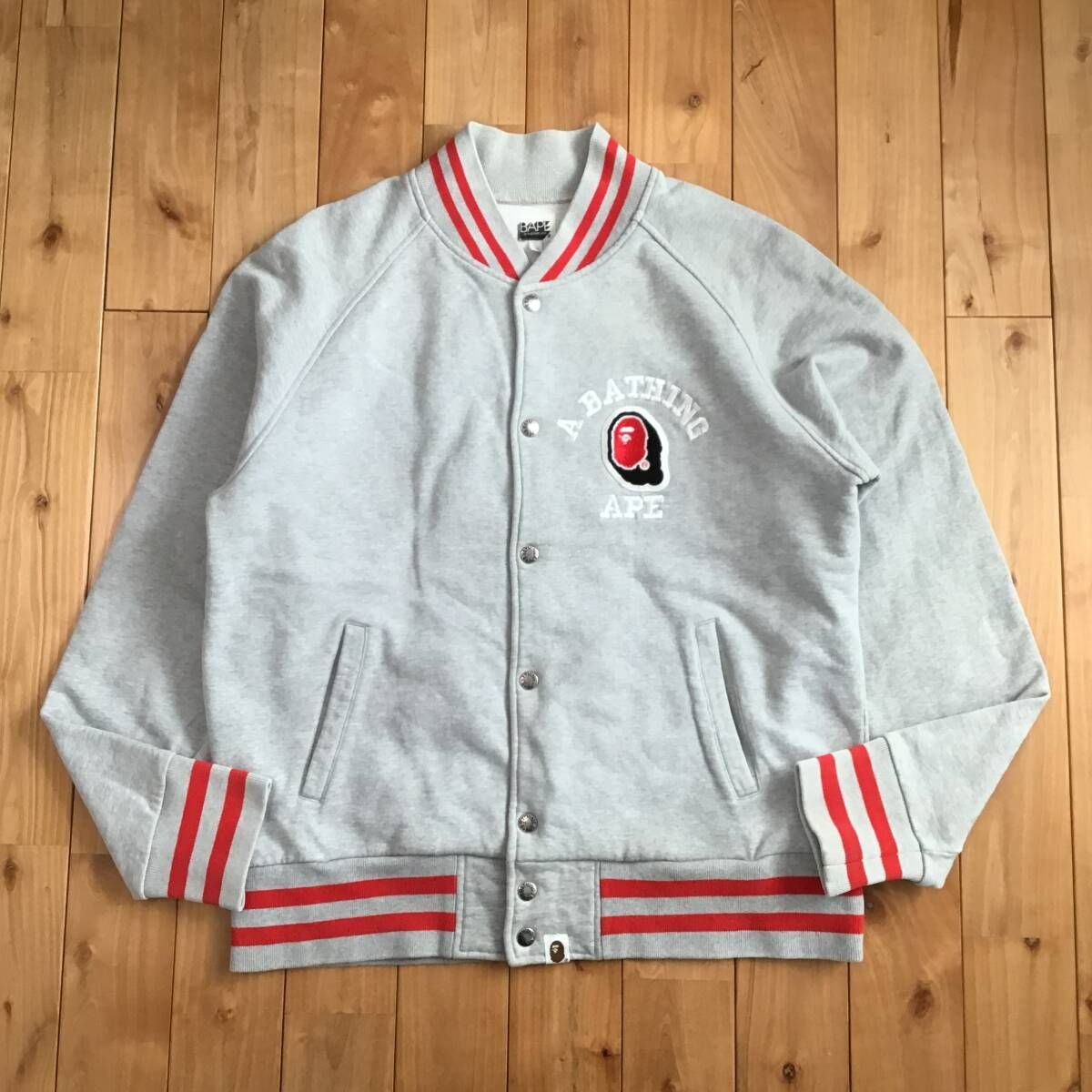 BAPE LOGO スウェット スタジャン Mサイズ a bathing ape sweat