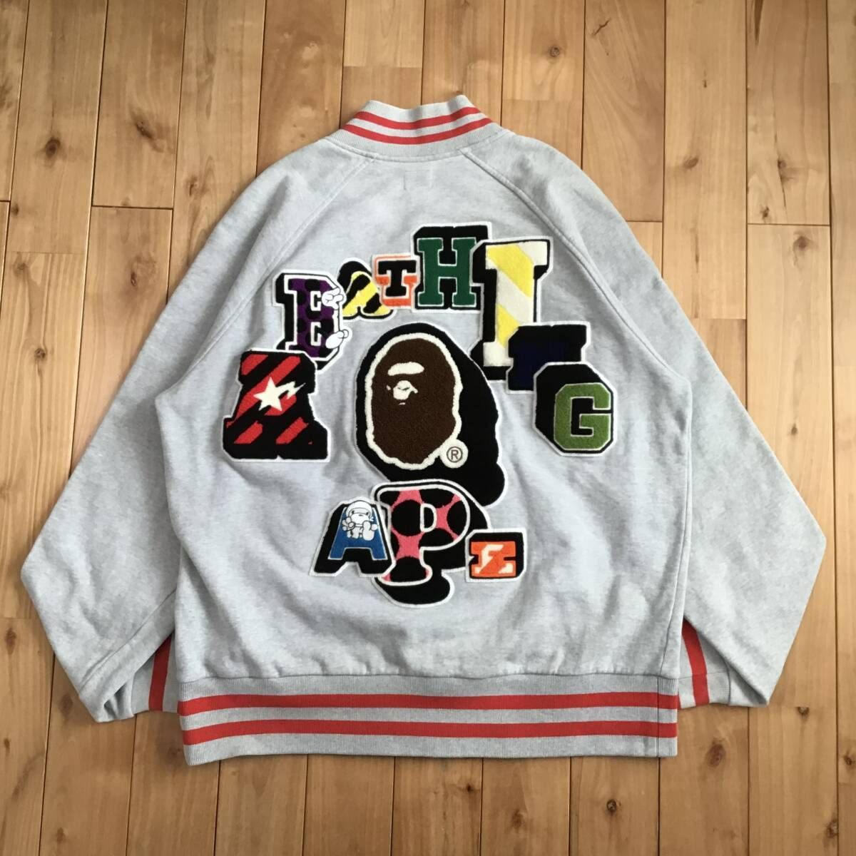 BAPE LOGO スウェット スタジャン Mサイズ a bathing ape sweat