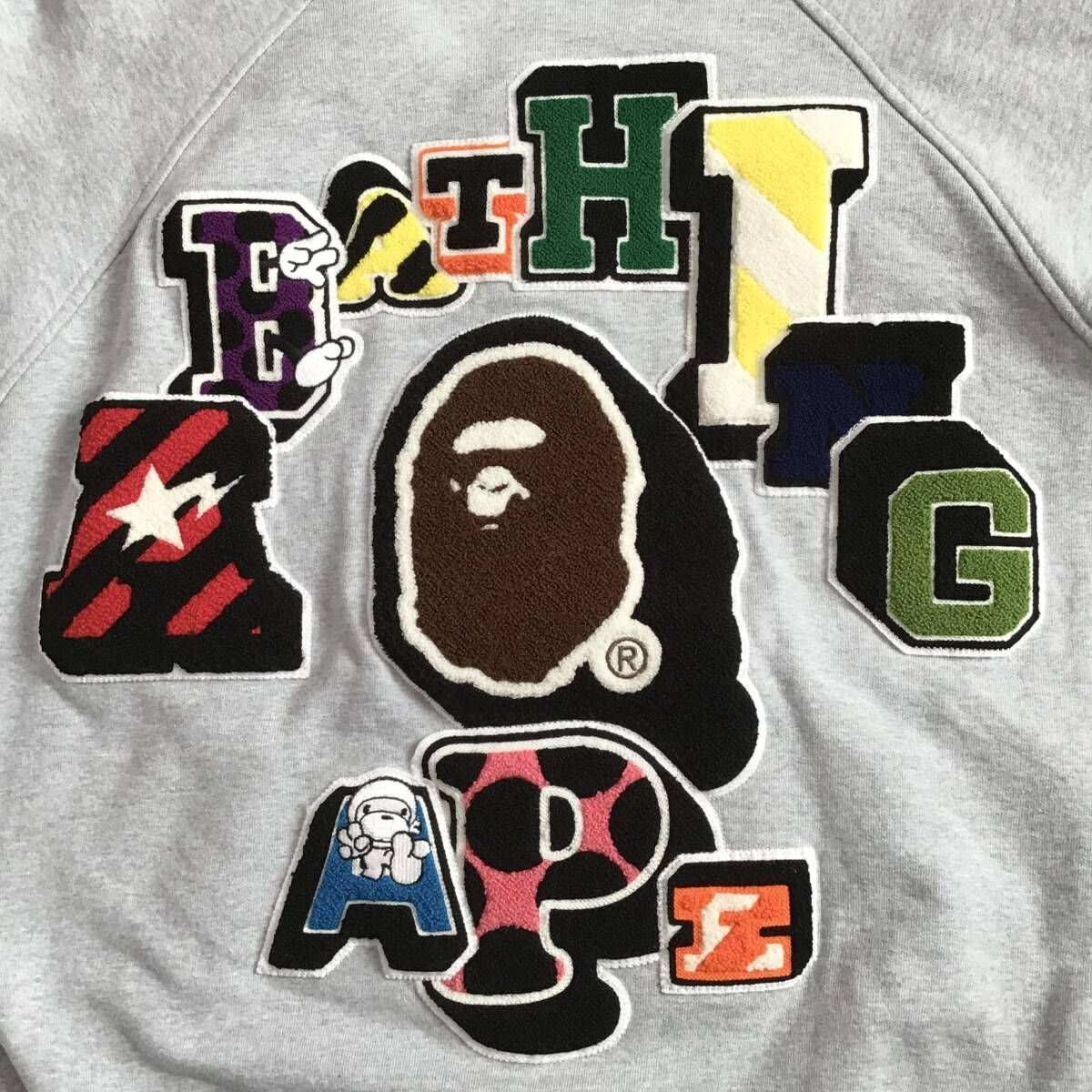 BAPE LOGO スウェット スタジャン Mサイズ a bathing ape sweat