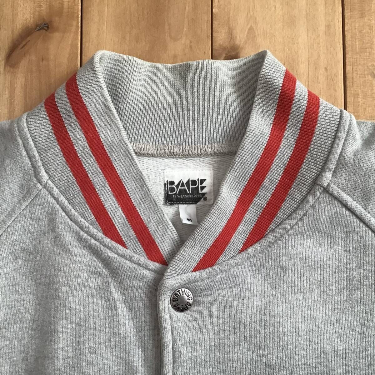 BAPE LOGO スウェット スタジャン Mサイズ a bathing ape sweat