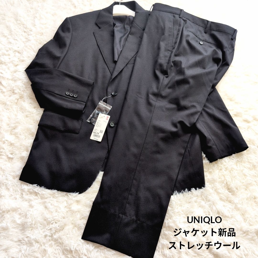 ジャケット新品】UNIQLO プレミアムウール Super110's セットアップ 黒