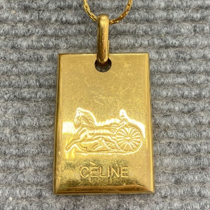 CELINE セリーヌ ネックレス ゴールド プレート 馬車 5220 - メルカリ