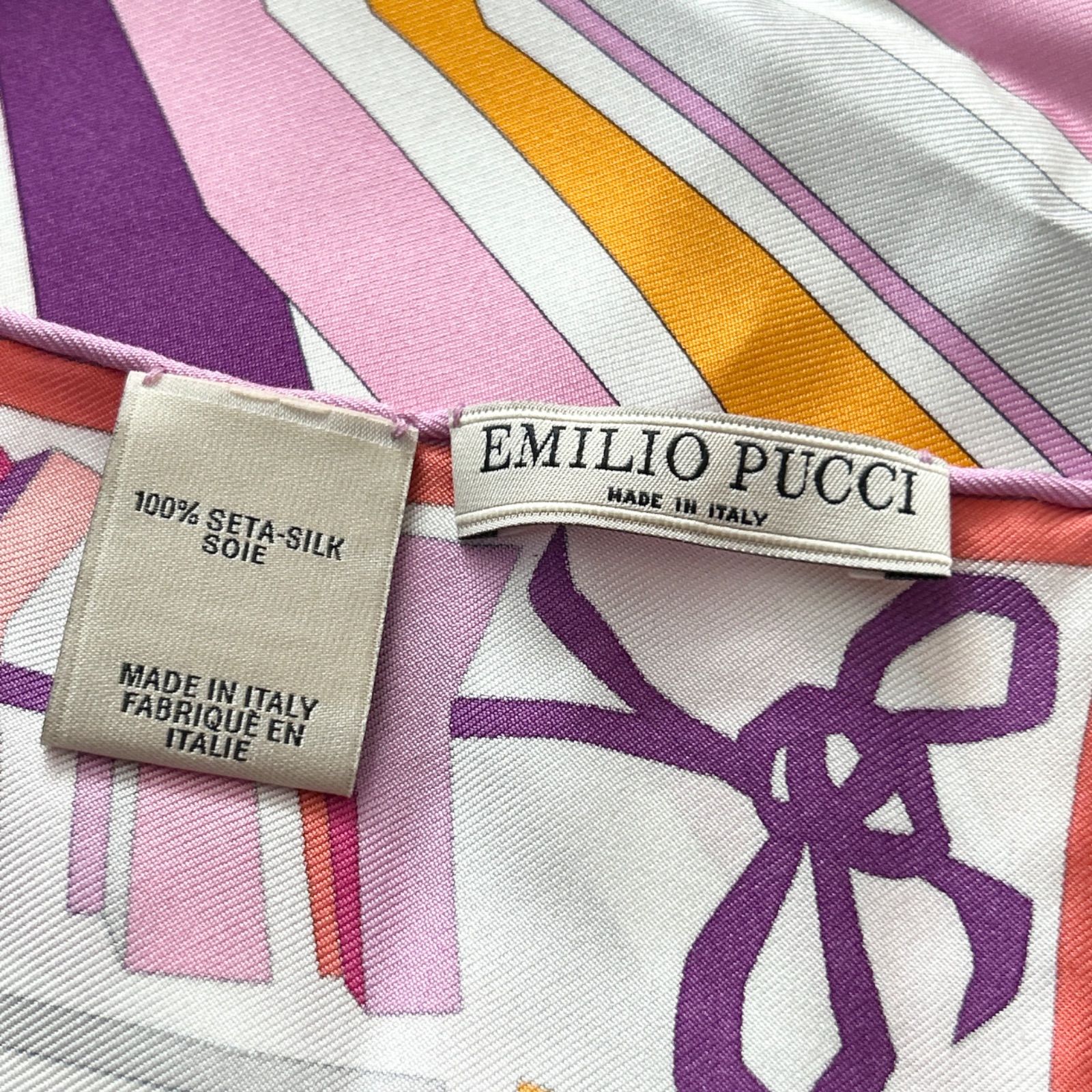  EMILIO PUCCI エミリオプッチ 大判スカーフ シルク100 イタリア製 90 87 cm バンダナ スカーフ 小物