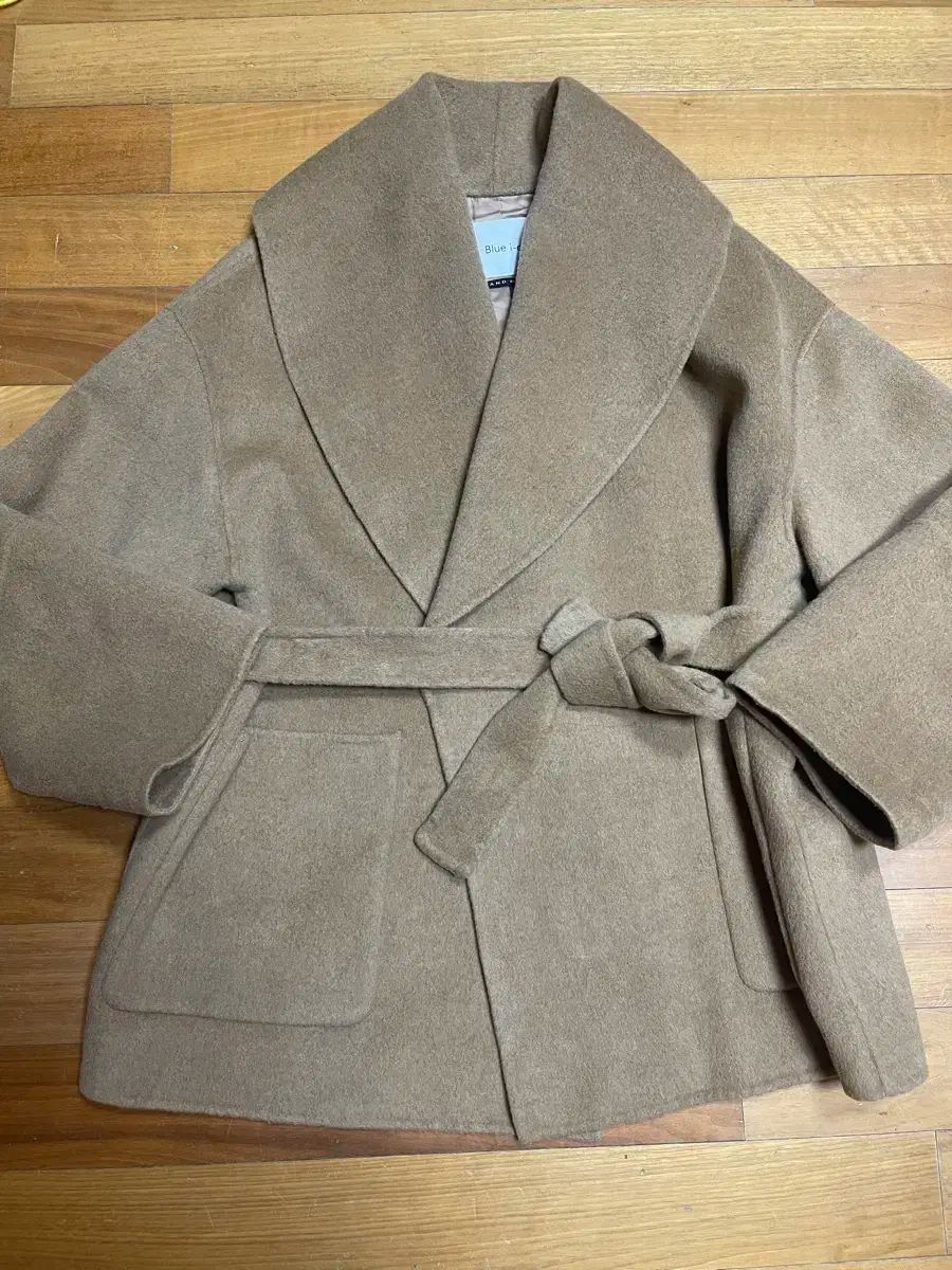 blue i-d ハンドメイド コート カシミア ショールカラー ハーフコート