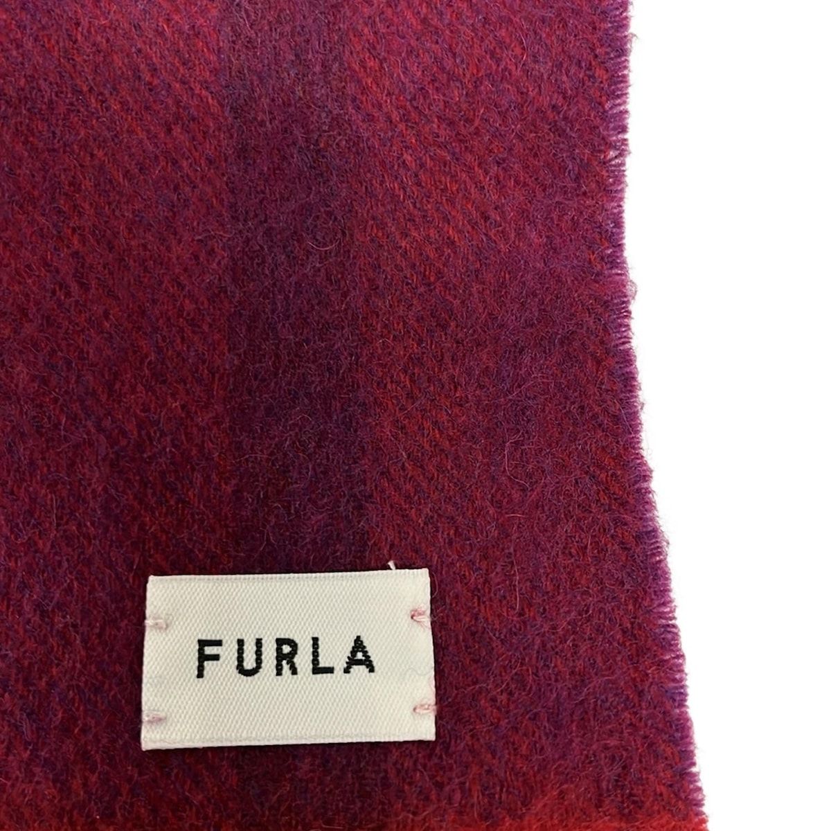 FURLA フルラ ストール ショール レッド パープル ライトグレー ウール