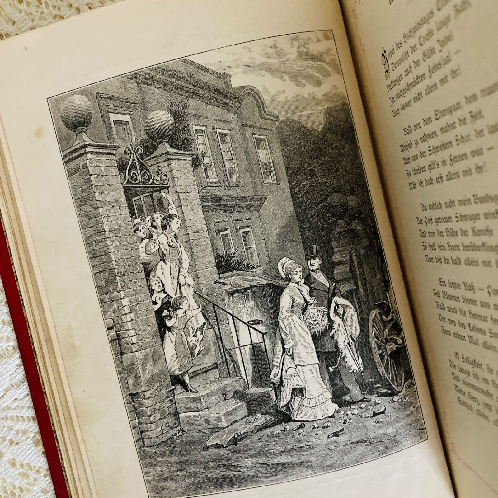 ドイツの美しいアンティーク詩選集 1895年刊行 優美な挿絵 インテリア