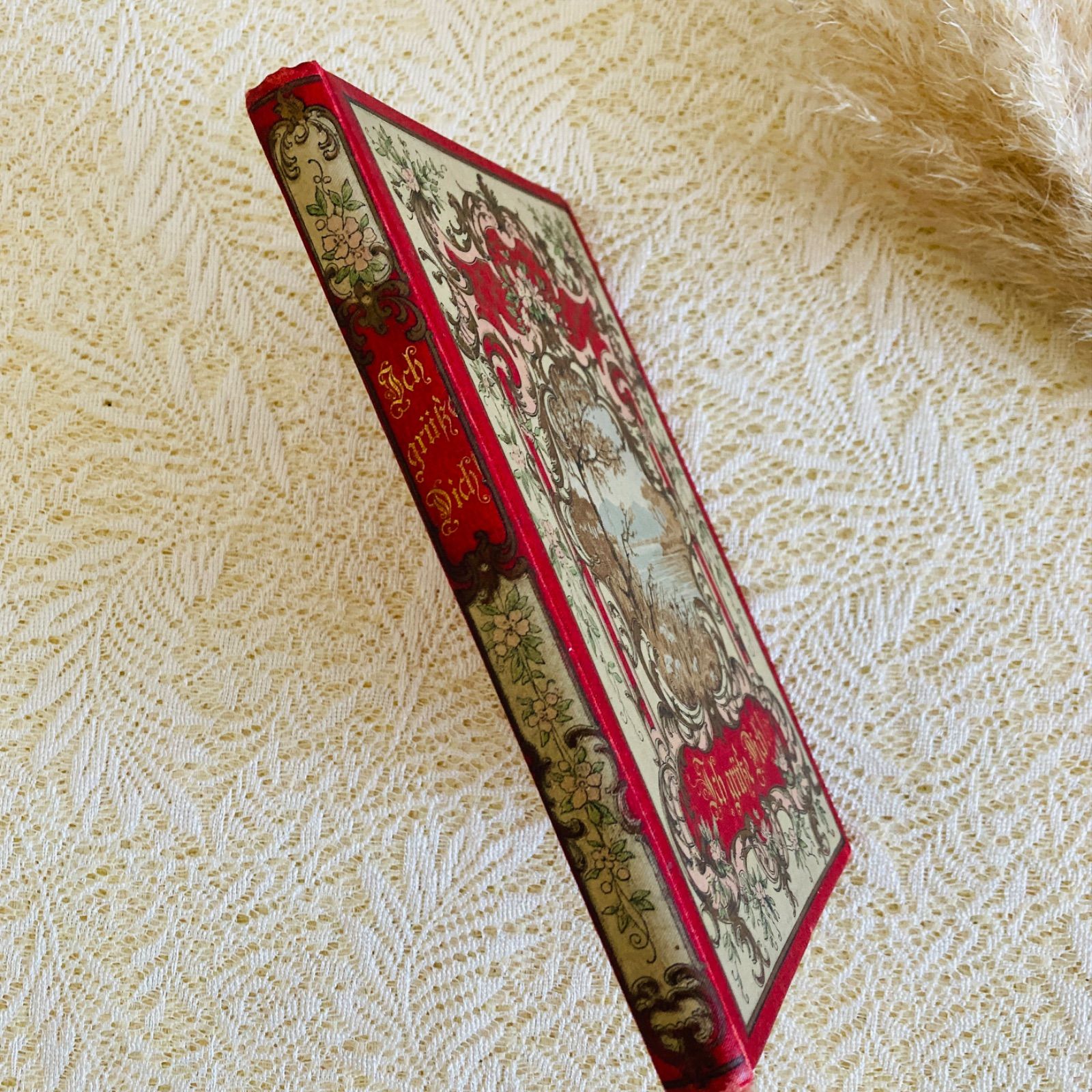 ドイツの美しいアンティーク詩選集 1895年刊行 優美な挿絵 インテリア