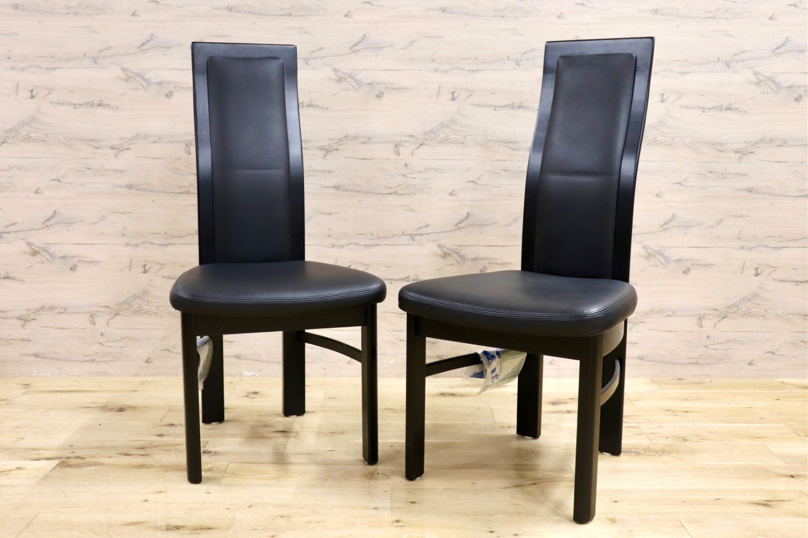 karimoku カリモク CE 35 ダイニングチェア 2脚セット ハイバックチェア 本革 スタイリッシュ モダン シンプル 国産家具