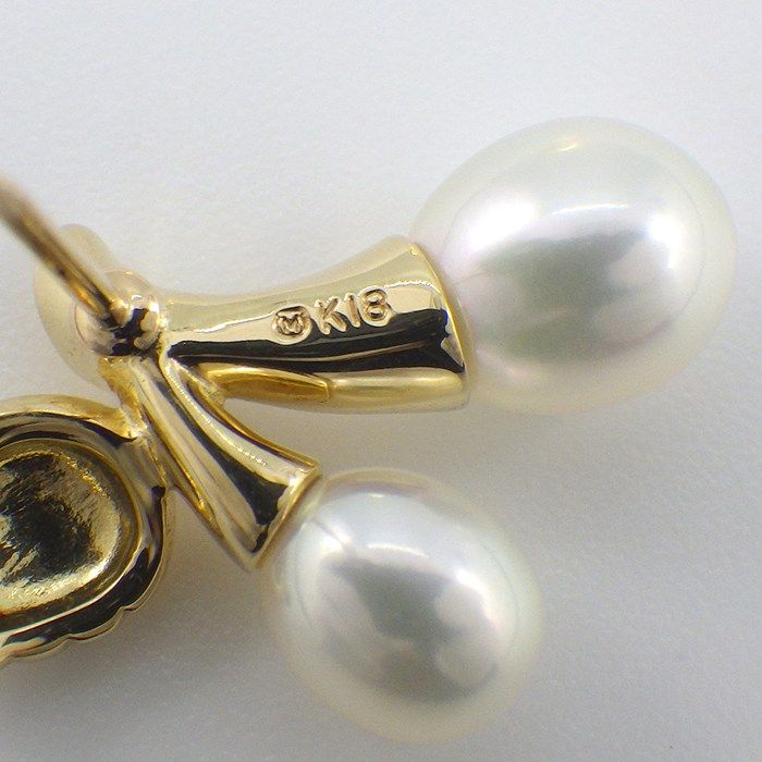 ミキモト MIKIMOTO ピンブローチ チェリー リーフ モチーフ パール 1円～ リーフモチーフ パールブローチ M・S刻印 中古MIKIMOTO ピン 最大3万円OFFクーポン配布中 ピンブローチさくらんぼ 公式オンライン
